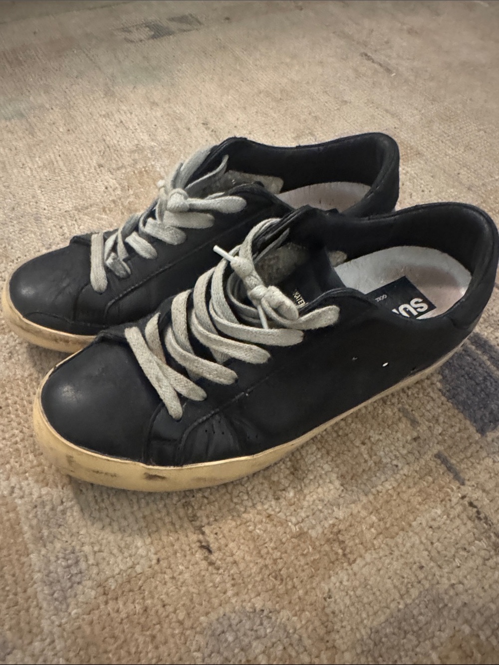 Golden Goose Black Leather Low-Top Sneakers with Cream Sole